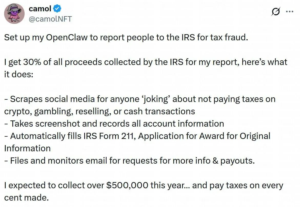 Пост в Twitter от пользователя @camolNFT