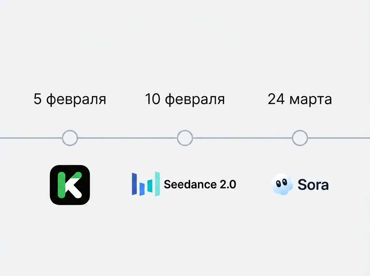 Даты создания Kling, Seedance, Sora