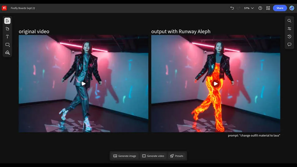 Интерфейс Adobe Firefly (взято с https://www.televisual.com/news/adobe-launches-firefly-boards/)