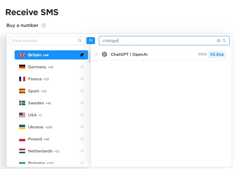 Покупка виртуального номера на OnlineSim