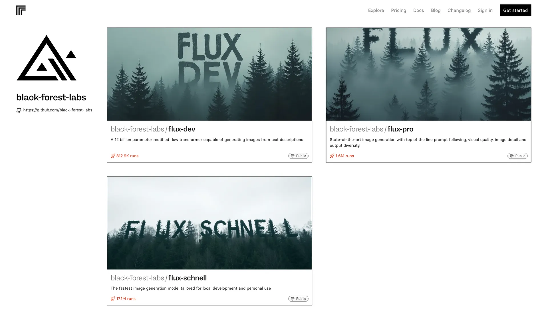 Версии нейросети FLUX — Schnell, Dev и Pro на официальном сайте
