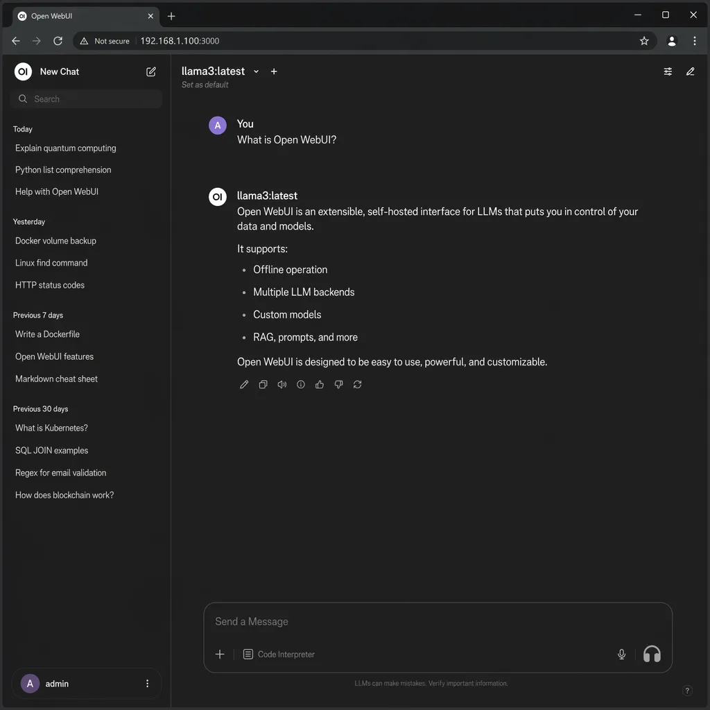 Интерфейс Open WebUI